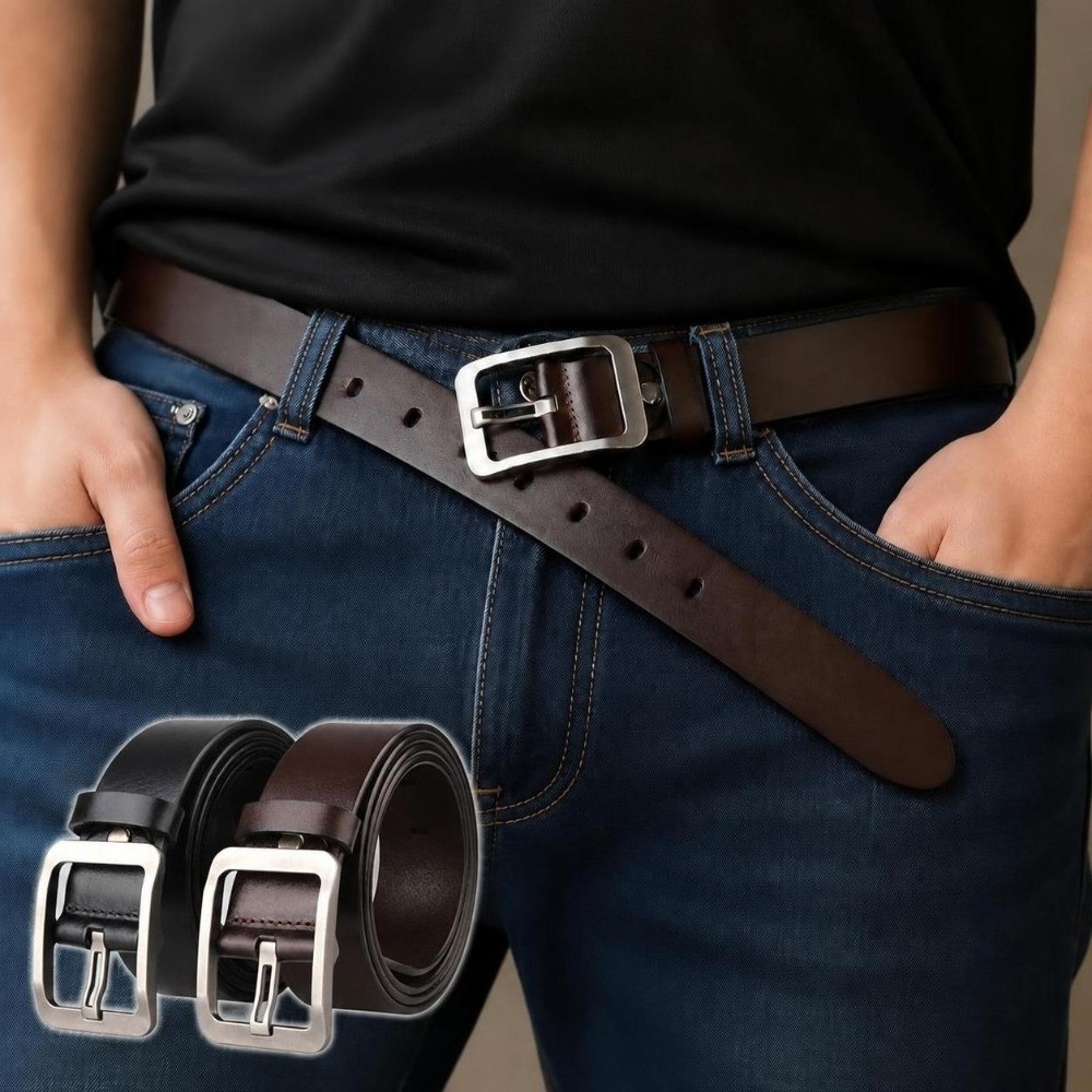 Men Formal Wear With Jeans - 패션 비즈니스 캐주얼 PU 가죽 벨트