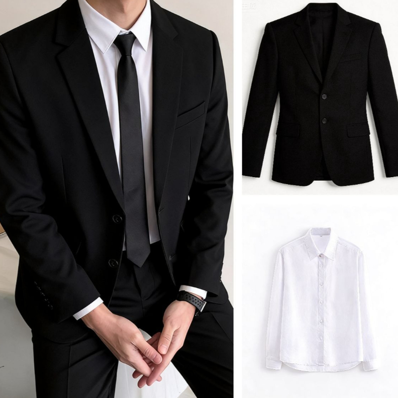 Men'S Formal Wear For Engagement - 남성용 비즈니스 캐주얼 블랙 정장 세트,