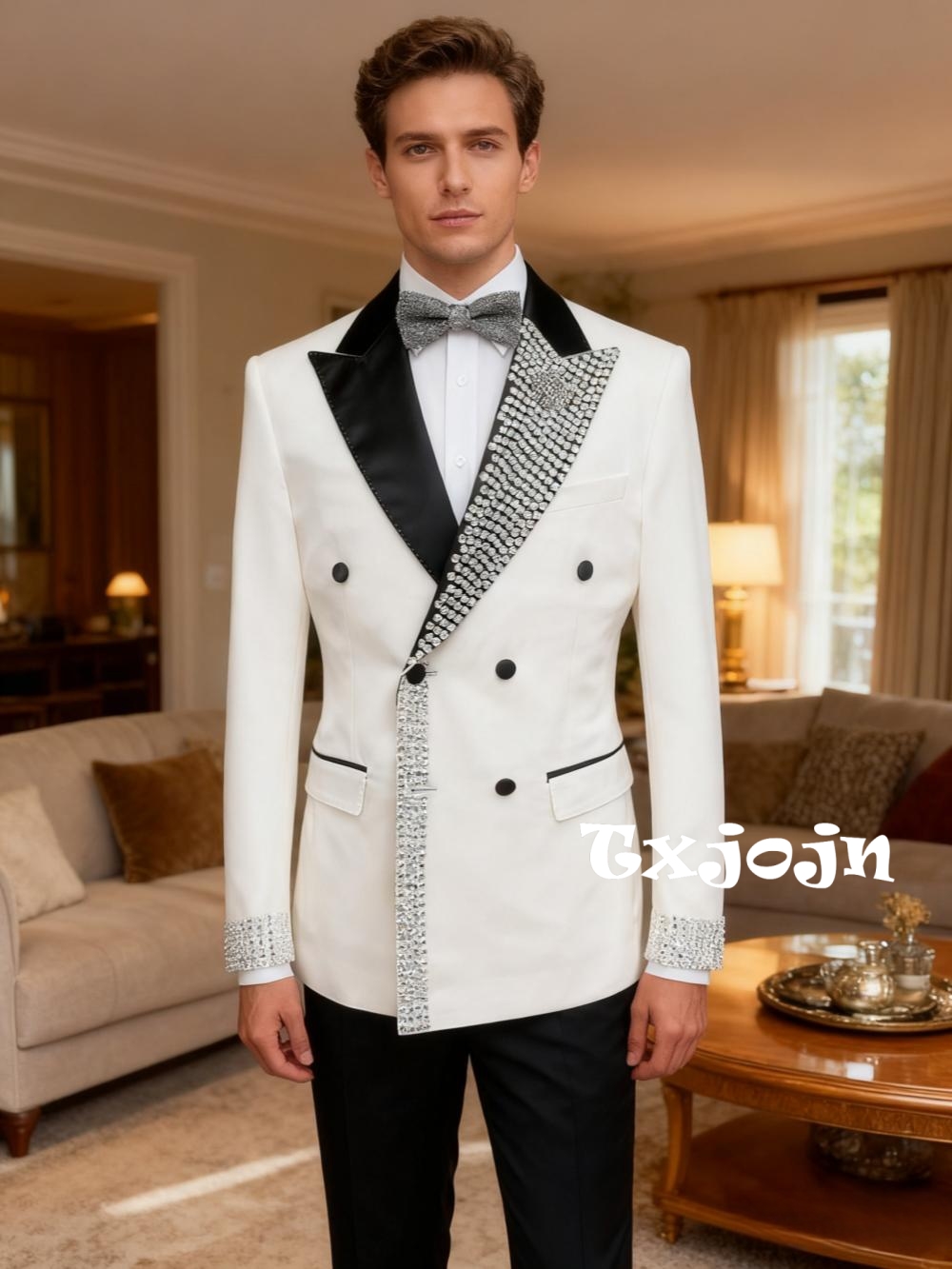 Men'S Formal Wear For Engagement - 화려한 명품 비즈 장식 남성 슬림핏