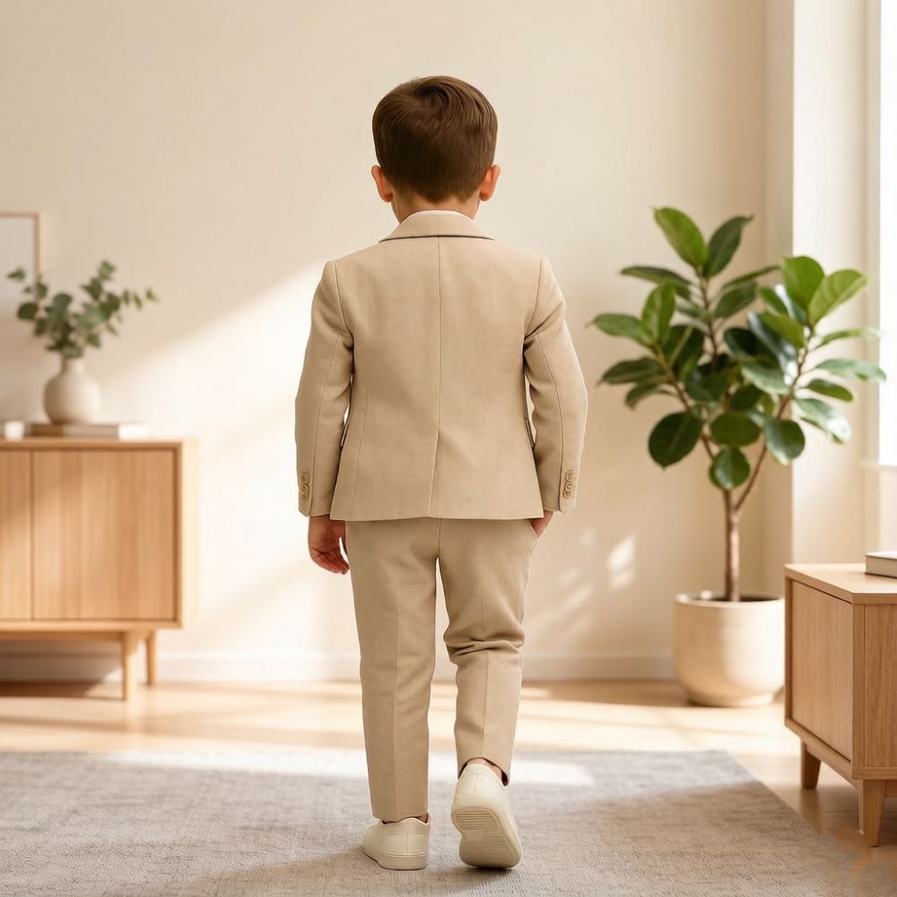남아용 베이지색 3피스 정장 세트, 노치드 라펠 유아용 - Formal Wear For Men Kids 리뷰 및 가격