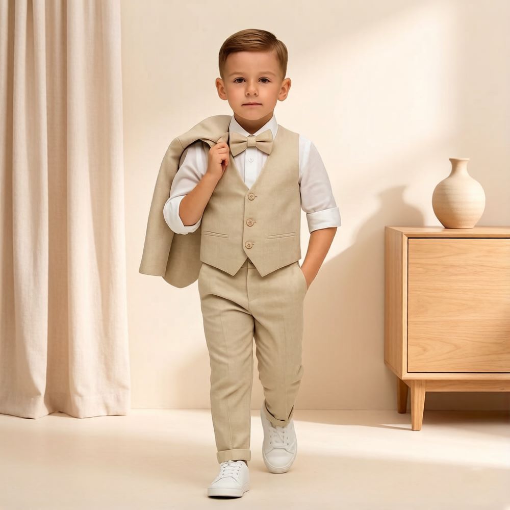 남아용 베이지색 3피스 정장 세트, 노치드 라펠 유아용 - Formal Wear For Men Kids 리뷰 및 가격