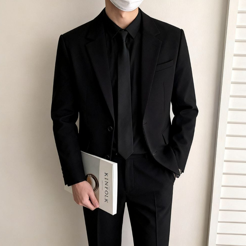 남성용 비즈니스 캐주얼 블랙 정장 세트, 슬림핏, 신랑 - Men'S Formal Wear For Engagement 리뷰 및 가격