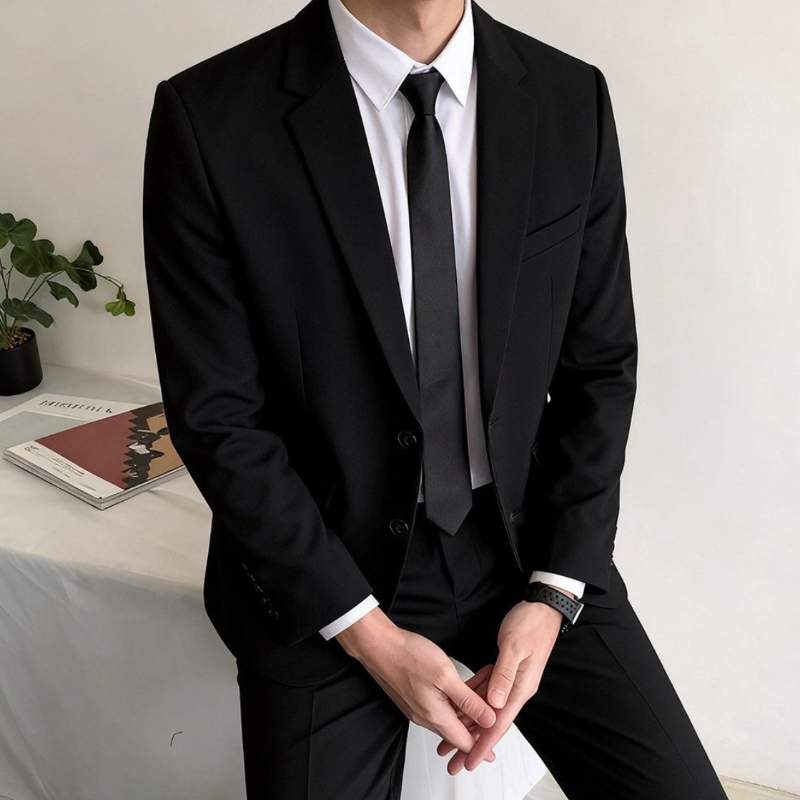 남성용 비즈니스 캐주얼 블랙 정장 세트, 슬림핏, 신랑 - Men'S Formal Wear For Engagement 리뷰 및 가격