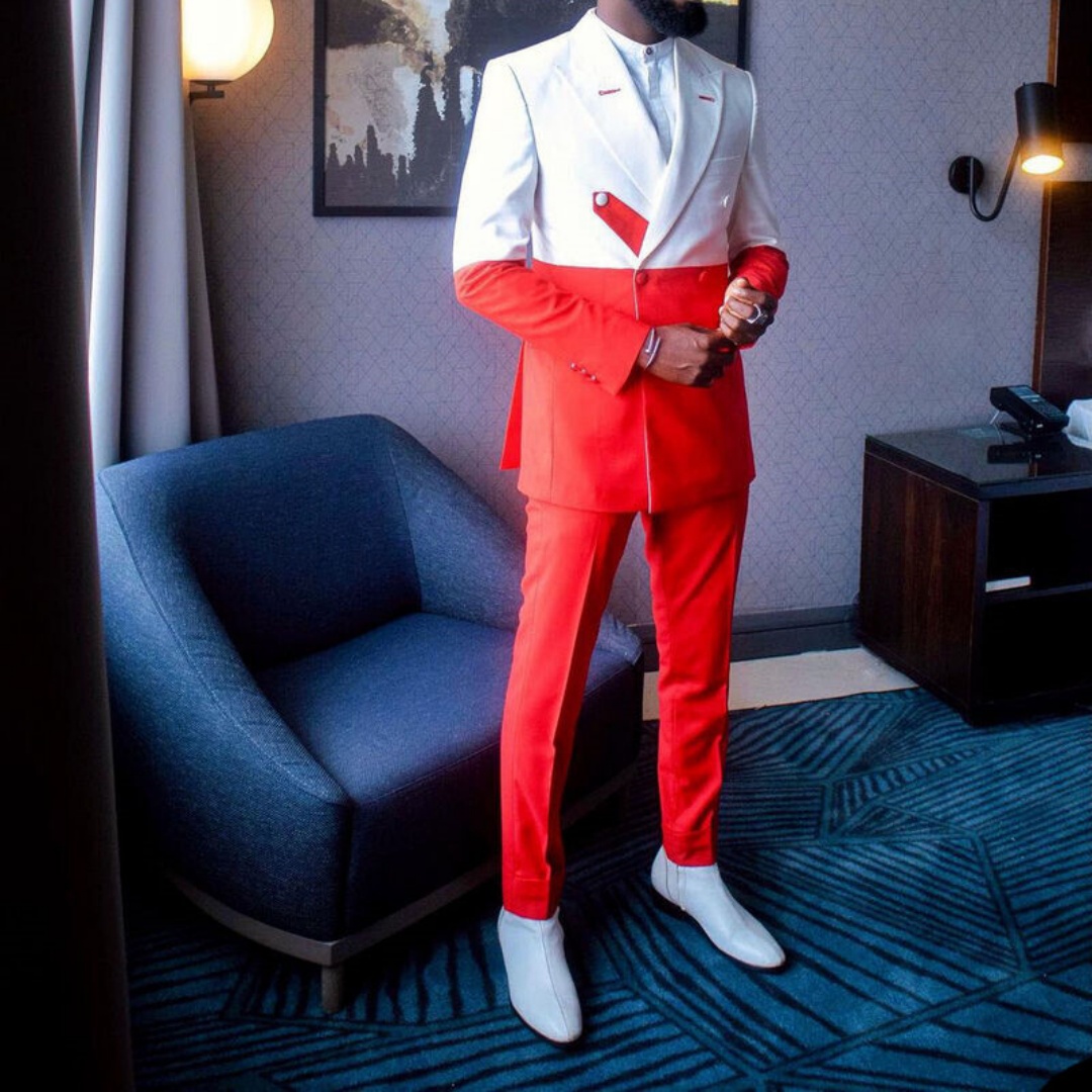 신상 남성 정장 2피스 화이트 레드 배색 슬림핏 신랑  - Men'S Formal Wear Not Suit 리뷰 및 가격