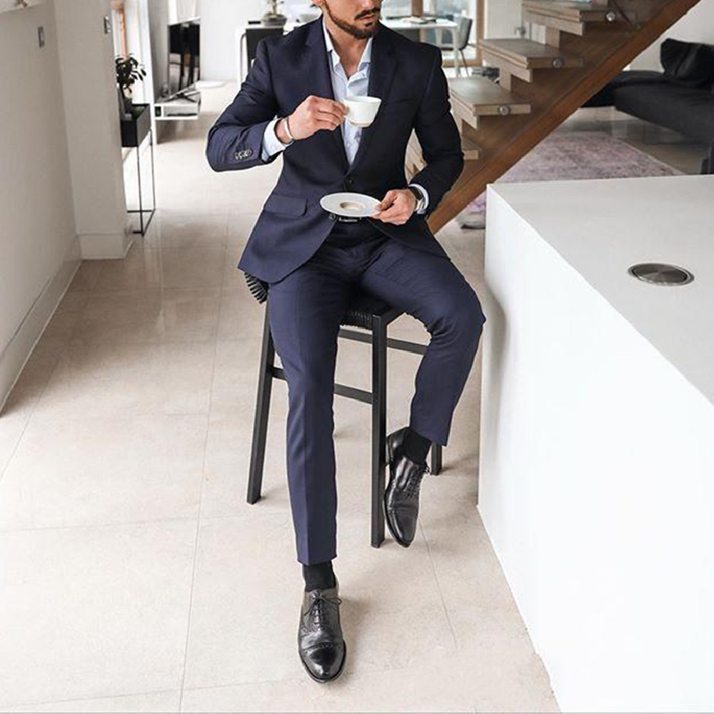 네이비 블루 2피스 남성 턱시도 정장, 신랑 들러리,  - Men'S Formal Wear Not Suit 리뷰 및 가격