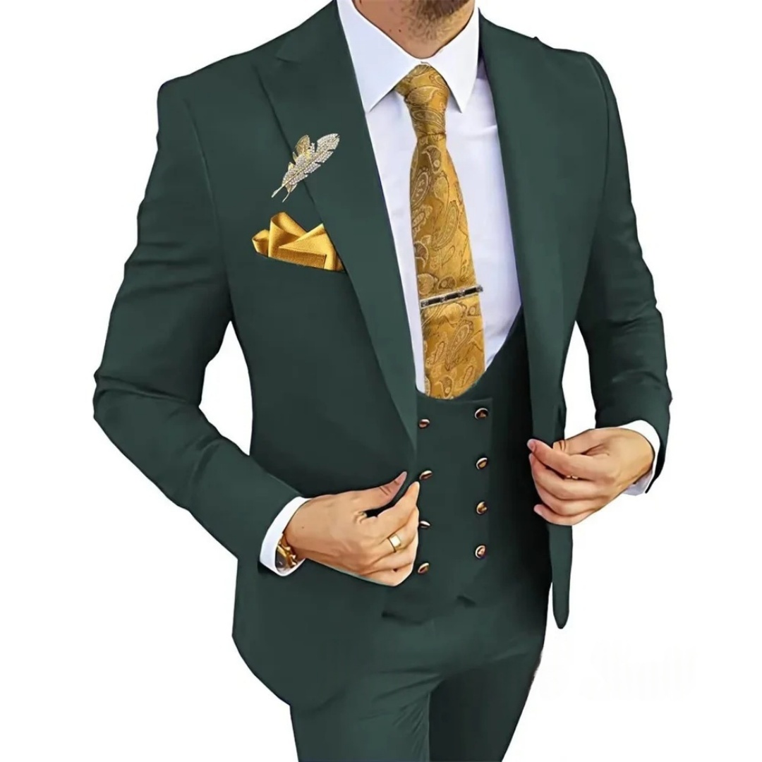 3피스 슬림핏 남성 정장 더블 브레스티드 골드 버튼 블 - Men'S Formal Wear Not Suit 리뷰 및 가격